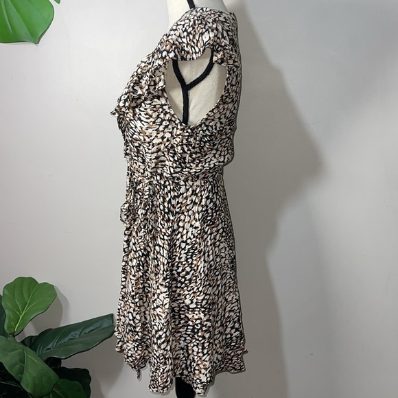 Free People French Quarter Wrap Mini Dress in Black Brown Combo Sz. Small - Picture 10 of 13